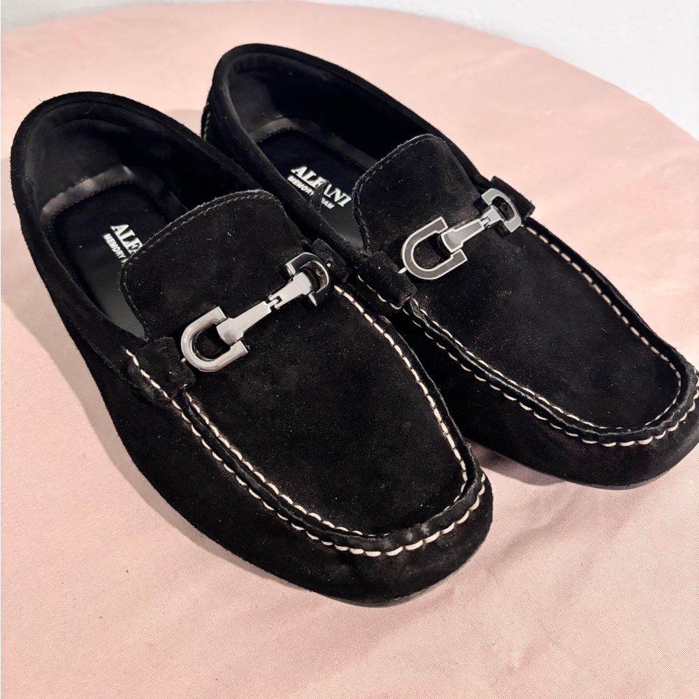 ALFANI Black Suede Slip-On Loafers
